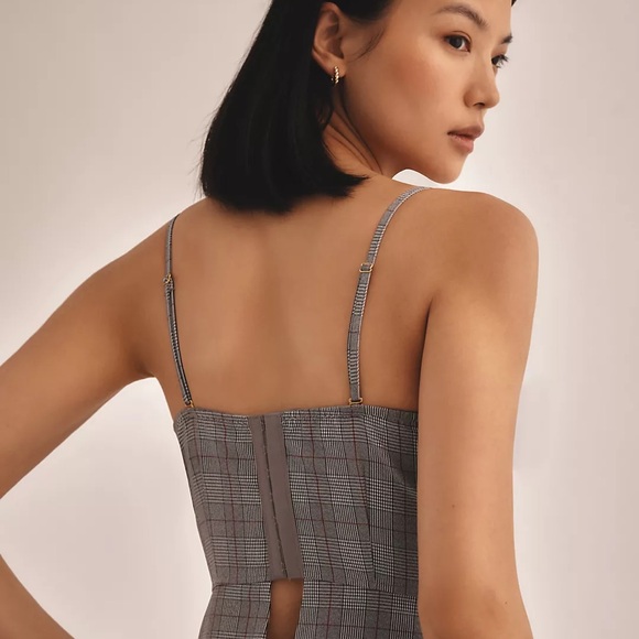 Anthropologie Plaid Lace Corset Top - Picture 8 of 11